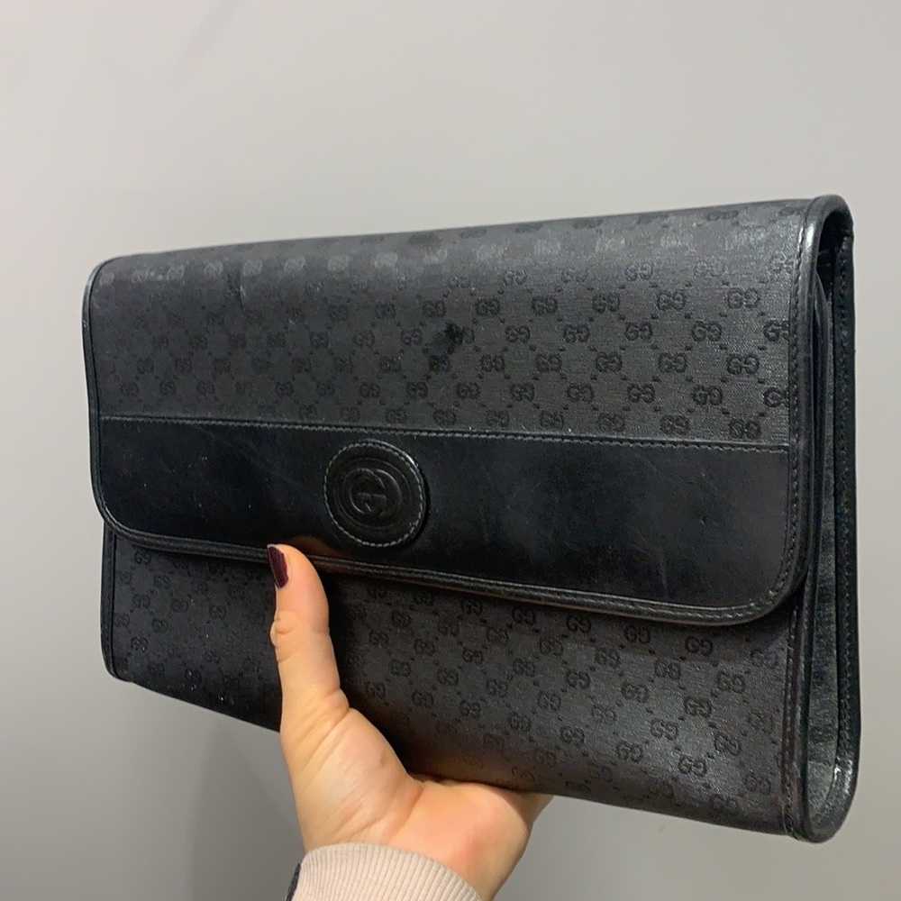 Gucci Black Monogram Clutch